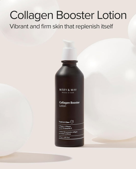 Mary&May Collagen Booster Lotion - Anti Aging, Firming And Elasticity Care With Peptides - Korean Skincare, Ewg Green Grade, Hypoallergenic, 4.05 Fl.Oz