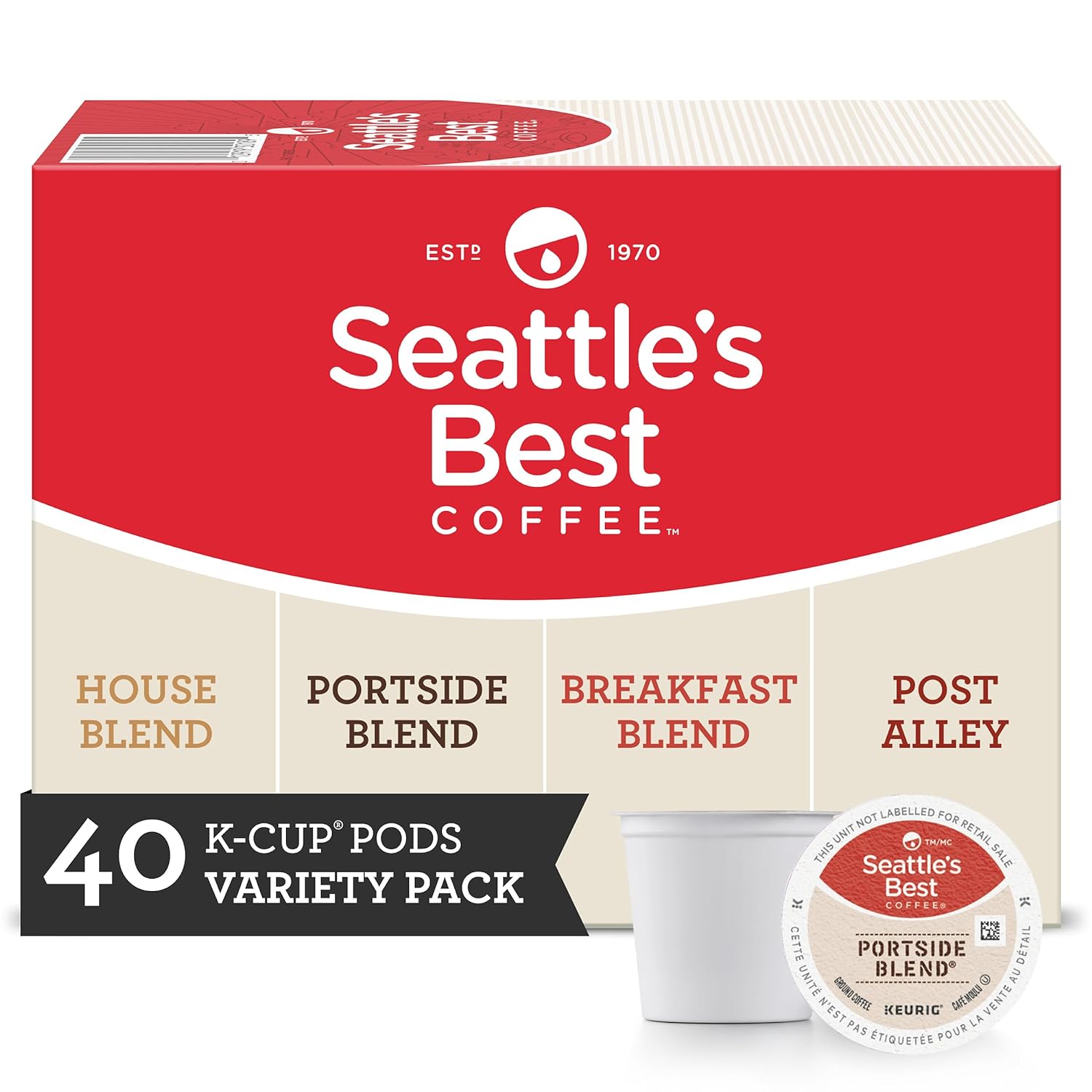 Seattle's Best Coffee K-Cup Coffee Pods Variety Pack—Dark Roast and Medium Roast Coffee for Keurig Brewers—100% Arabica—4 Boxes (40 Pods Total)