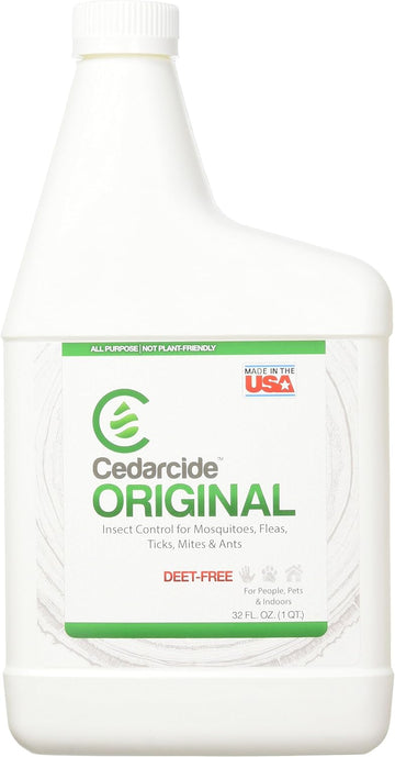 Cedarcide Original Bug Spray | Repel & Kill Fleas, Ticks, Mosquitoes, Mites, Ants & Chiggers | for use on People, Pets & Home | Natural Cedar Oil | Eco-Friendly | Quart
