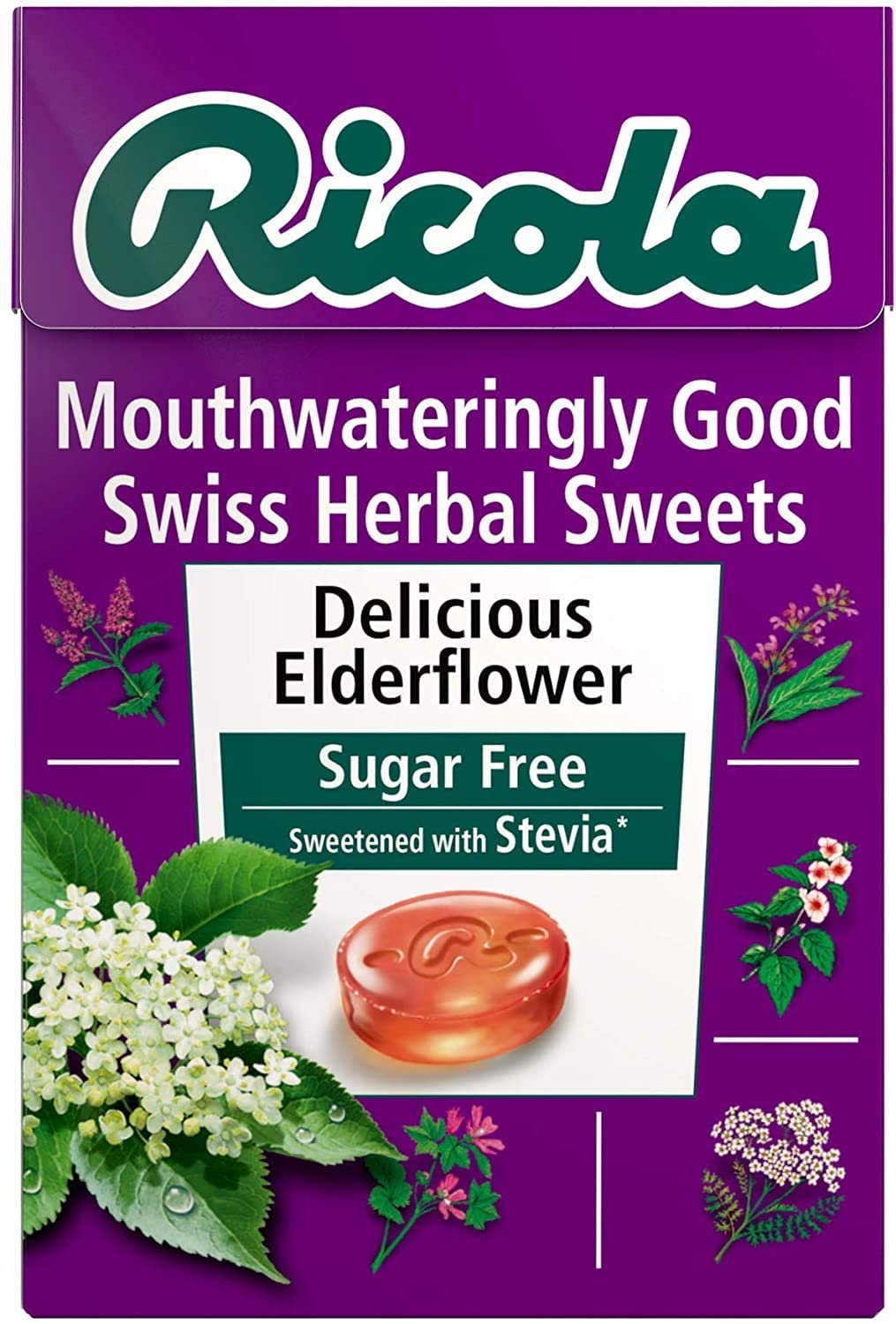 Ricola Elderower Sugar Free Swiss Herb Drops 45 g (Pack of 10)