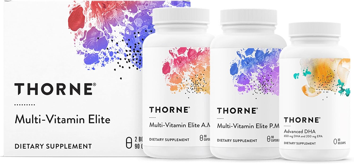 Thorne Day & Night Wellness Bundle - Multi-Vitamin Elite + Advanced Dha - 30 Servings