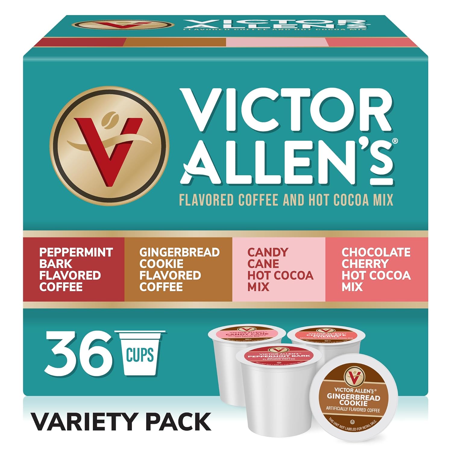 Victor Allen'S Coffee Holiday Favorites Coffee & Hot Cocoa Mix Variety Pack, 36 Count, Single Serve K-Cup & Coffee Pods For Keurig K-Cup Brewers