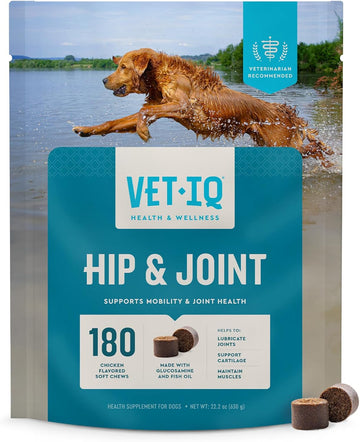 Vetiq Hip & Joint Supplement For Dogs, Anti Inflammatory Joint Support, Glucosamine, Msm, And Krill, Chicken Flavored Soft Chews, 60 Count