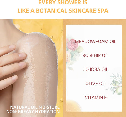 Nougat London Pampered Shower Oil, Makeup & Sunscreen Removal, Free-From Formular, Oil-To-Milky Lather, Cleanse Without Drying With Luxury Botanical Oils, Delicate Perfume,Smooth Skin,Vitamin E