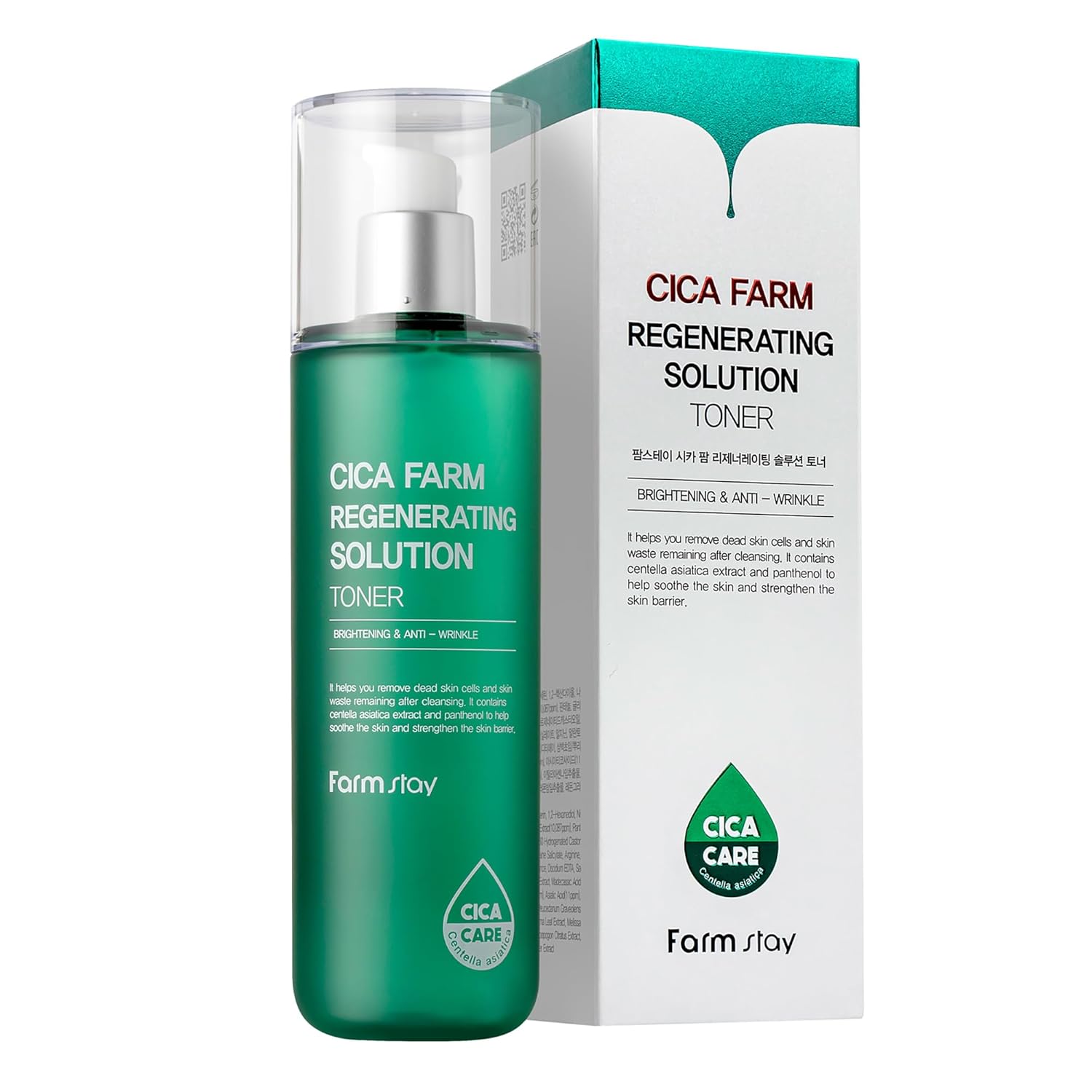 Farmstay Cica Farm Regenerating Solution Toner - Soothing, Brightening Toner For Face - Strengthens Skin Barrier - Removes Dead Skin Cells - 6.76. Oz