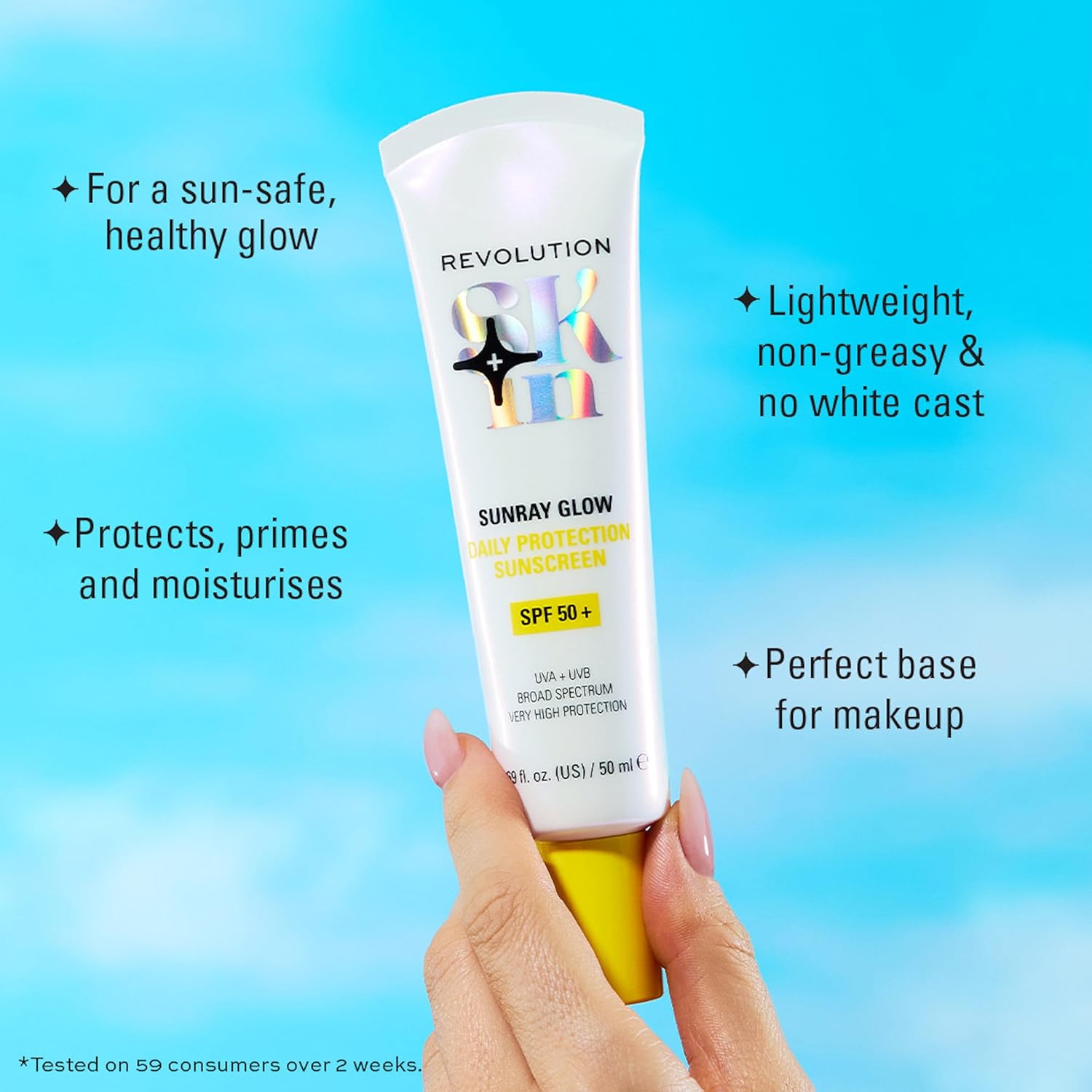 Revolution Skin, Sunray Blur Daily Protection Sunscreen SPF 50+, Lightweight, Non-Greasy Formula With Niacinamide, Face Sun Cream, Vegan & Cruelty-Free, 50ml : Amazon.co.uk: Beauty