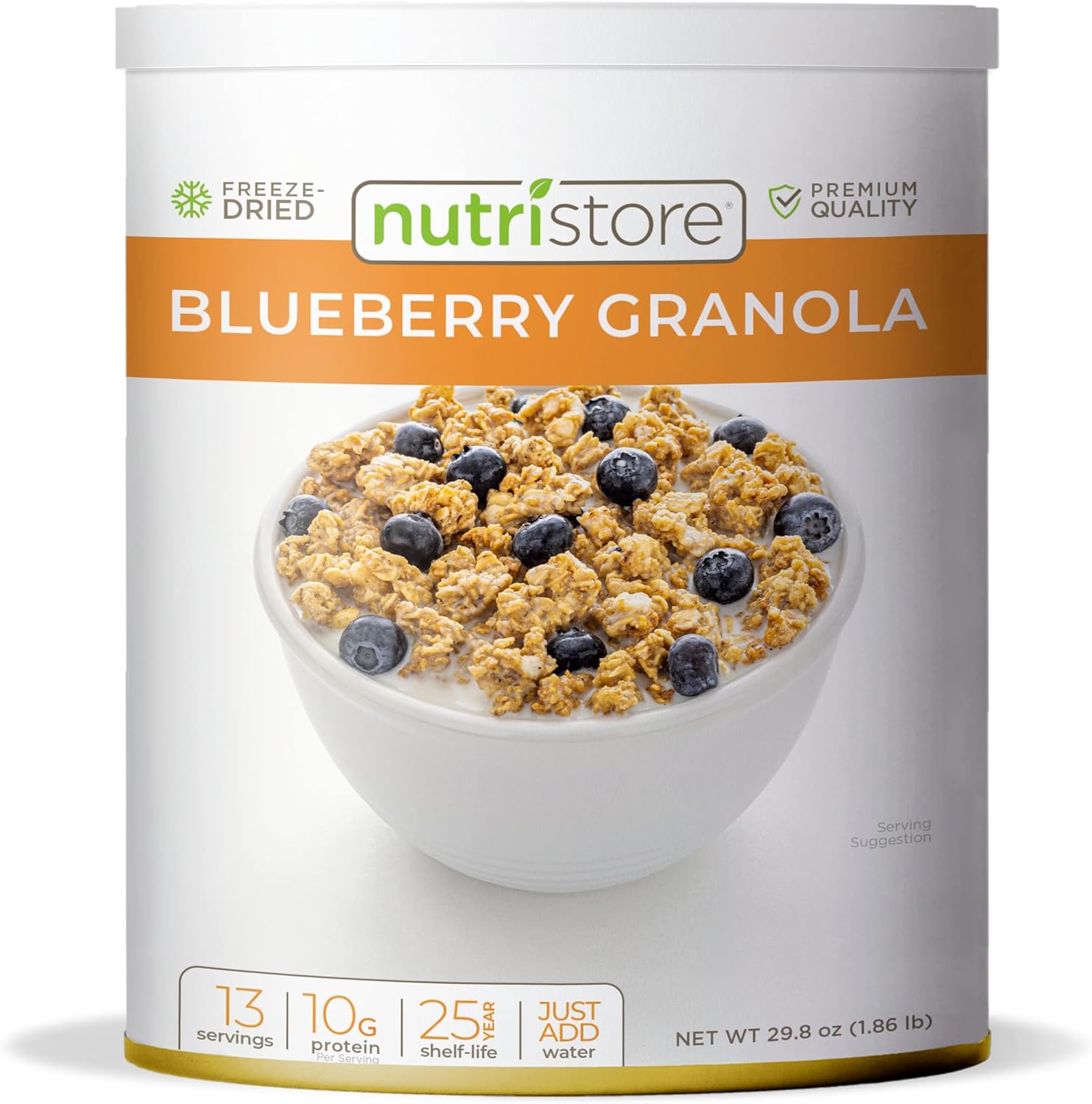 Nutristore | Freeze-Dried Blueberry Granola | Emergency Survival Bulk Food Storage Meal | Perfect for Everyday Quick Meals and Long-Term Storage | 25 Year Shelf Life | USDA Inspected