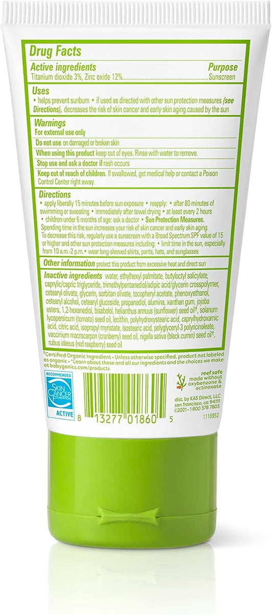 Babyganics Spf 50 Travel Size All Mineral Baby Sunscreen Lotion | Uva Uvb Protection | Water Resistant, 2 Fl Oz (Pack Of 4) Packaging May Vary