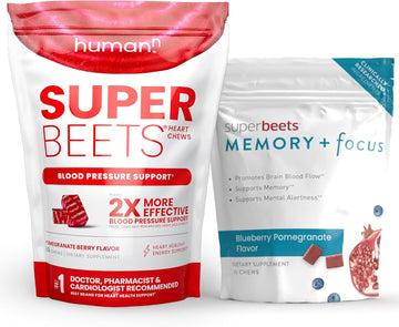 Humann Superbeets Heart & Mind Bundle, Heart Chews And Memory + Focus Chews