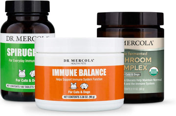 Dr. Mercola Immune Support Kit For Cats & Dogs, Immune Balance, Organic Mushroom Complex, Spirugreen, Supports Immune And Digestive Health In Pets, Non Gmo, Gluten Free, Soy Free