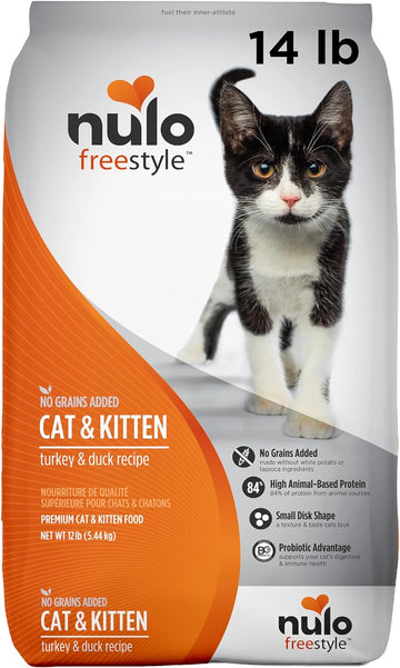 Nulo Freestyle Cat & Kitten Food, Premium Grain-Free Dry Small Bite Kibble Cat Food, High Animal-Based Protein With Bc30 Probiotic For Digestive Health Support 14 Pound (Pack Of 1)