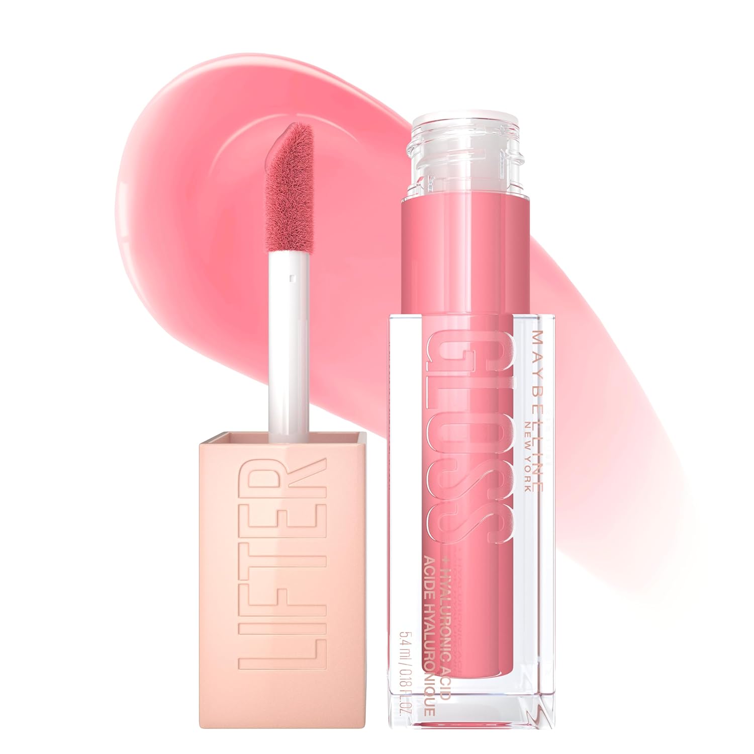 Maybelline New York Lifter Gloss Hydrating Lip Gloss With Hyaluronic Acid, Gummy Bear, Sheer Light Pink, 1 Count