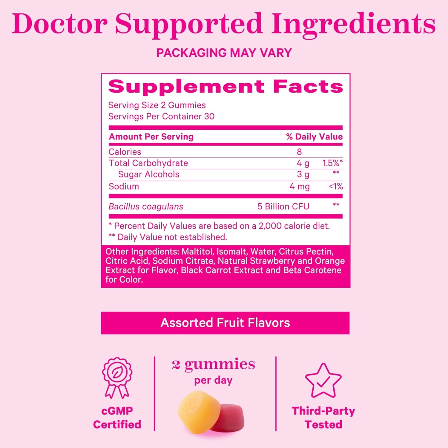 Pink Stork Probiotic Gummies - 5 Billion CFUs - Vegan & Sugar-Free - Vaginal Care, Gut Health, pH Balance, Bloating - 60 Gummy Probiotics for Women : Health & Household