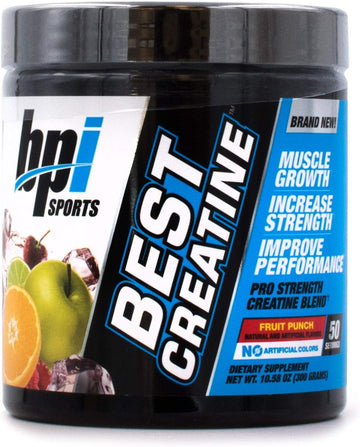 BPI Sports Best Creatine ? Creatine Monohydrate, Himalayan Salt ? Strength, Pump, Endurance, Muscle Growth, Muscle Definition ? No Bloat ? Fruit Punch ? 50 servings ? 10.58 oz