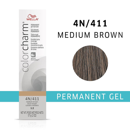 Colorcharm Permanent Gel, Hair Color For Gray Coverage, 4N Medium Brown