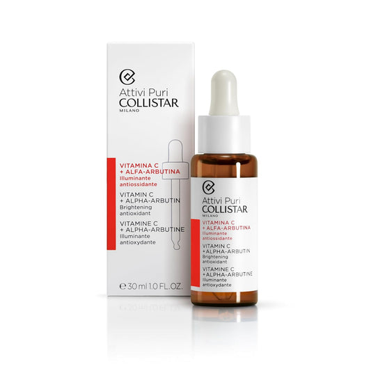 Collistar Attivi Puri Vitamin C Serum + Alpha Arbutin Face Drops For Anti-Ageing Moisturising Effect, Also For Sensitive Skin, Free From Silicone, Alcohol And Dyes 30 Ml