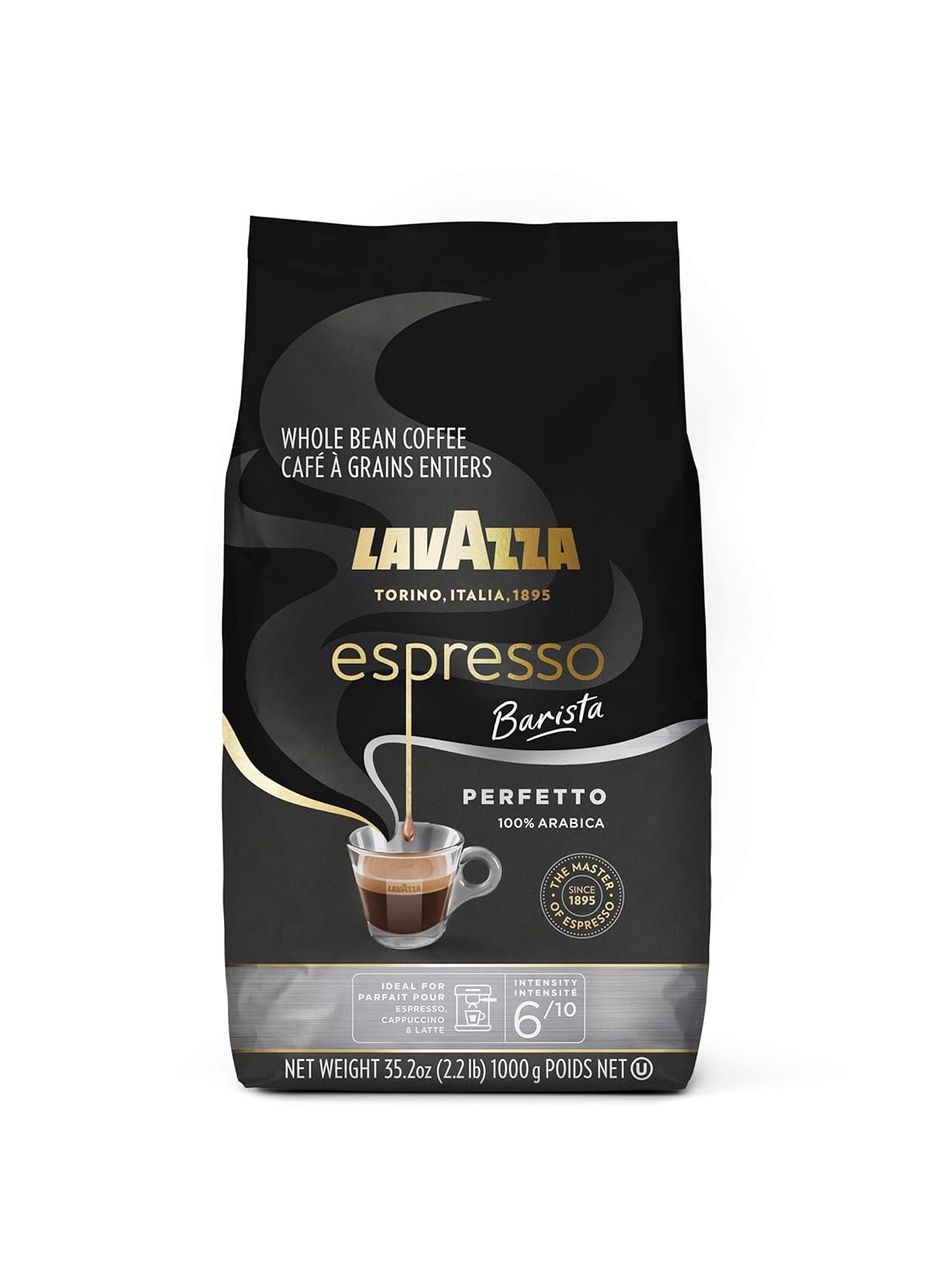 Lavazza Espresso Barista Perfetto Whole Bean Coffee 100% Arabica, Medium Espresso Roast, 2.2-Pound Bag (Packaging May Vary) Authentic Italian, Blended And Roated In Italy