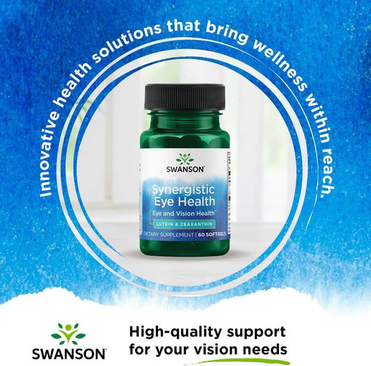 Swanson Synergistic Eye Health - Lutein and Zeaxanthin Supplement - 60 Softgels - Lutemax Lutein 20 mg and OmniXan Zeaxanthin 2 mg for Vision Support