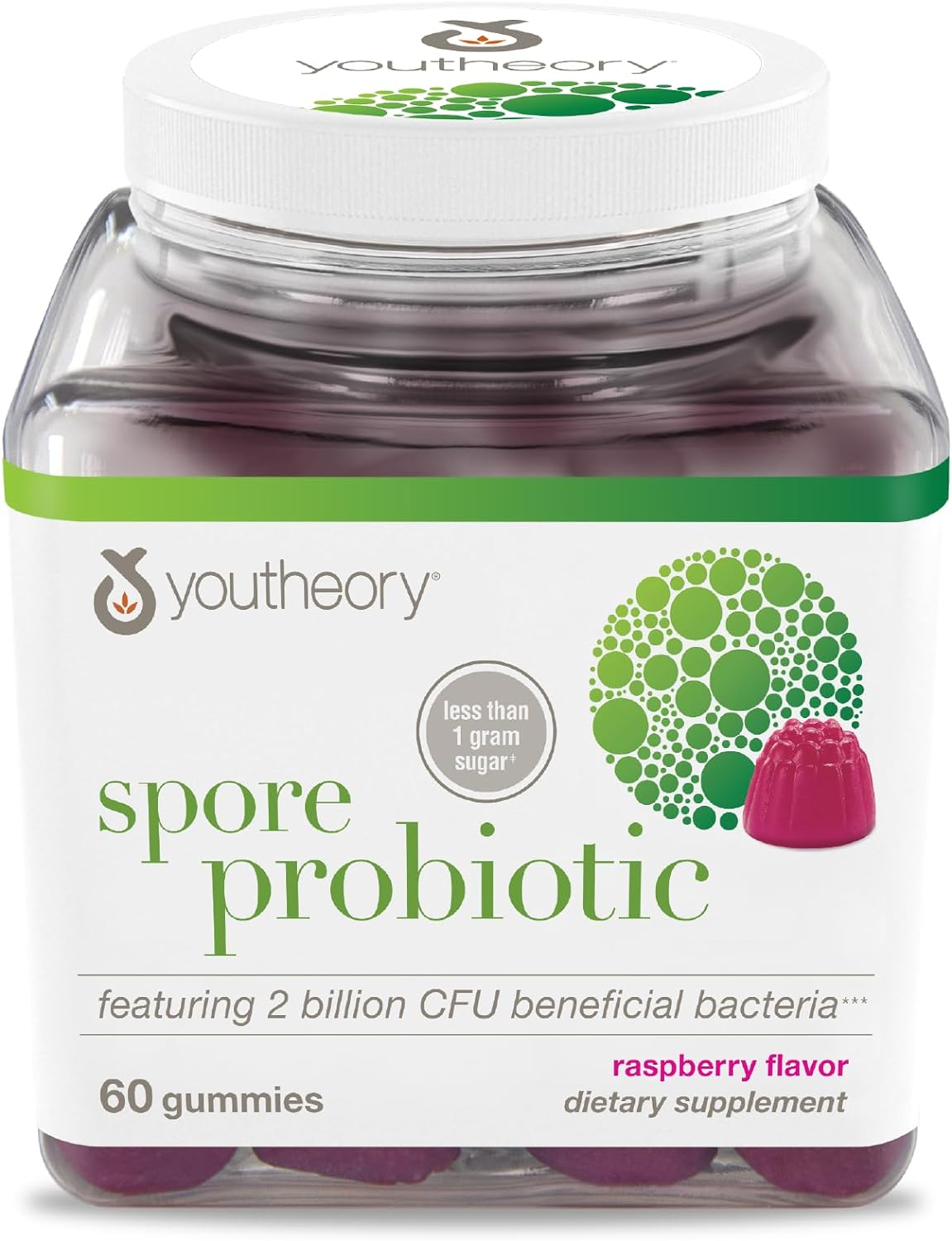 Youtheory Spore Probiotic Gummies, Raspberry Flavor, 60 Count