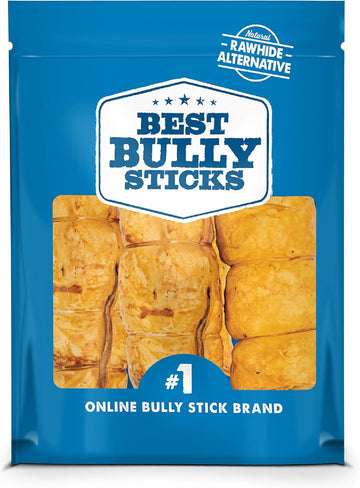 Best Bully Sticks All-Natural Peanut Butter Beef Cheek Dog Treats - Made With Natural Occurring Collagen - Chews Like A Rawhide, But Not A Rawhide (Peanut Butter Dipped, Medium 4-Pack)