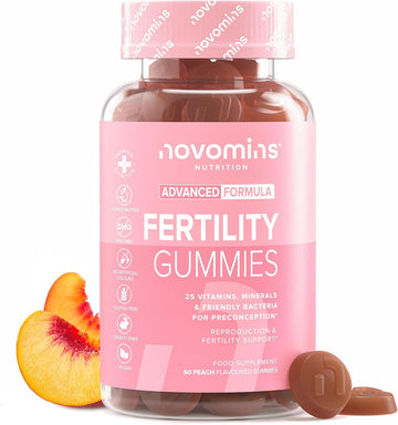 Fertility Supplements For Women - 400Ug Folic Acid, Inositol, Vitamin D, C, E, Coq10-25 Prenatal Vitamins - Vegan & Gluten Free Conception Vitamins For Women - 60 Fertility Gummies - Novomins