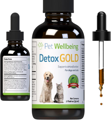 Pet Wellbeing Detox Gold For Dogs - Vet-Formulated - Gentle Detoxification & Elimination Support - Natural Herbal Supplement 2 Oz (59 Ml)