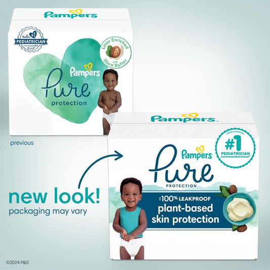 Pampers Pure Protection Diapers - Size 1, 132 Count, Hypoallergenic Premium Disposable Baby Diapers