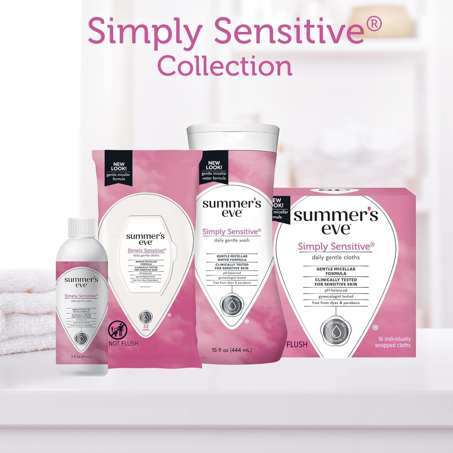 Summer's Eve Simply Sensitive Daily Gentle Feminine Wipes, 32 Count + Travel Size 3 fl oz 3 Pack : Health & Household