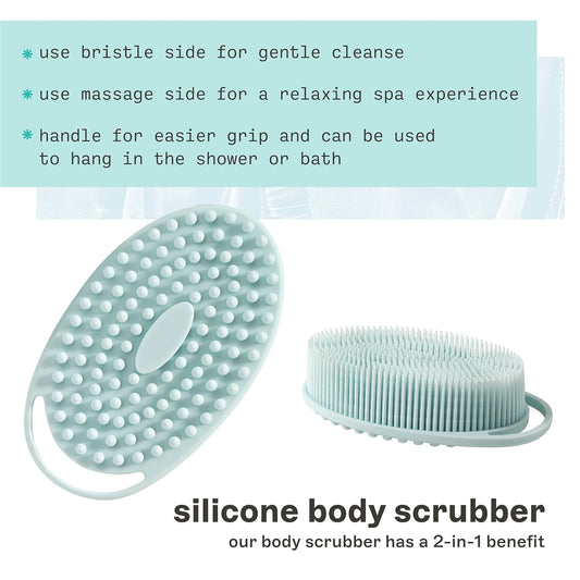 Freeman Premium Exfoliating Silicone Body Scrubber, Easy To Use, Long Lasting, Deep Cleansing On Skin, Better Than Loofahs, Perfect For Men & Women, Hygienic, Cruelty Free & Vegan, 1 Count