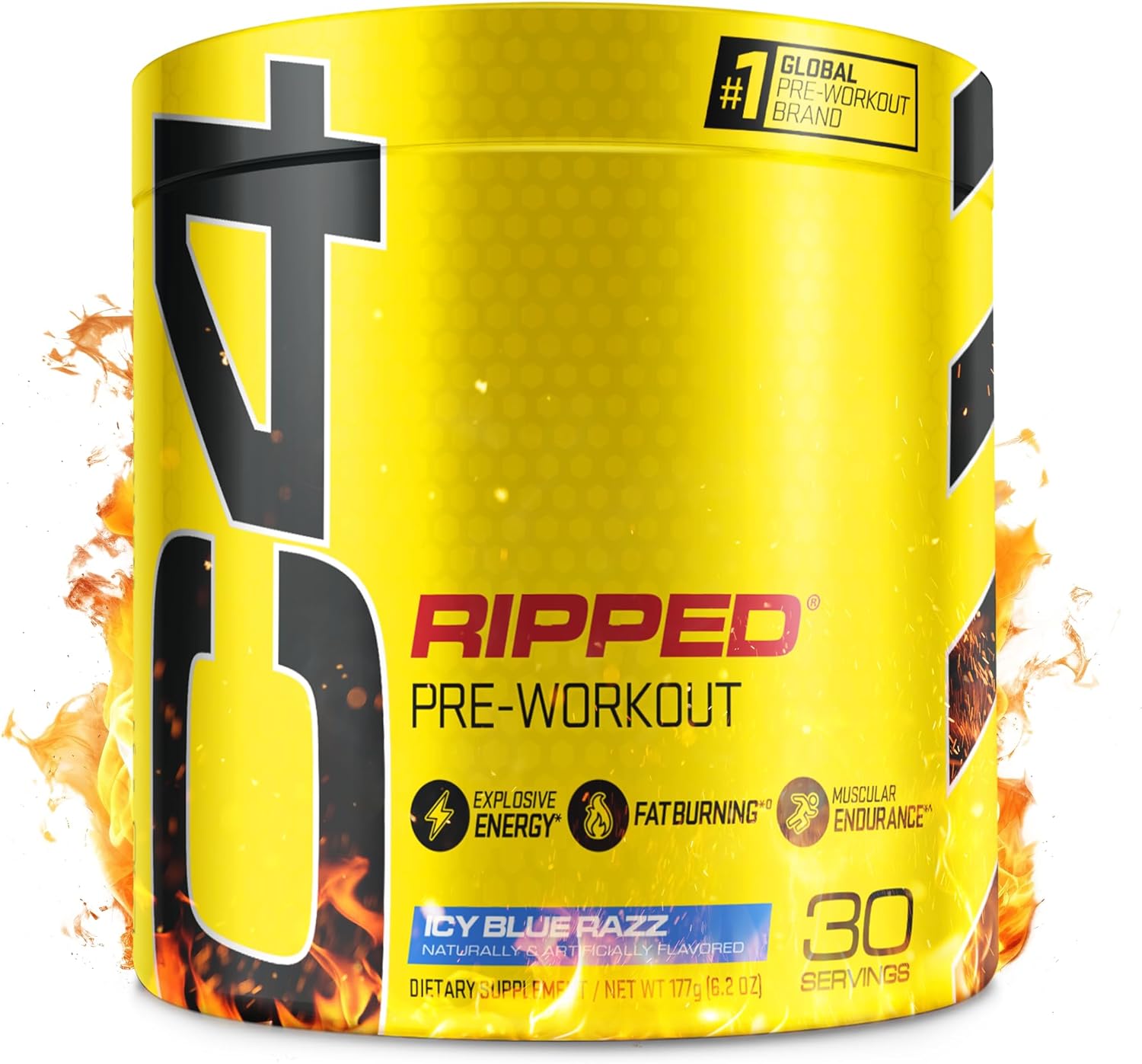 Cellucor C4 Ripped Pre Workout Powder For Energy, Beta Alanine, Sugar Free Energy Supplement Preworkout For Men & Women - 150Mg Caffeine + Creatine-Free - Icy Blue Razz - 30 Servings