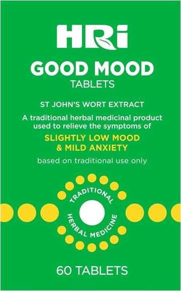 Hri Good Mood 60 Tablets - To Relieve The Symptoms Of Slightly Low Mood And Mild Anxiety - 334 Mg Of St John'S Wort Extract, Equivalent To 1670Mg – 2338Mg Of St John’S Wort. 4 Pack