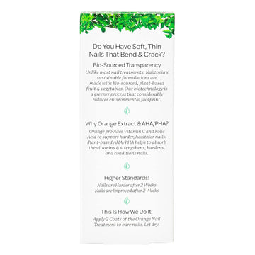 Nailtopia - Nail Strengthener - For Weak, Frail, Delicate Nails - Plant-Based, Non Toxic, Bio-Sourced, Nourishing & Hardening Superfood Treatment - Spinach Extract (Clear) - 0.41 Oz