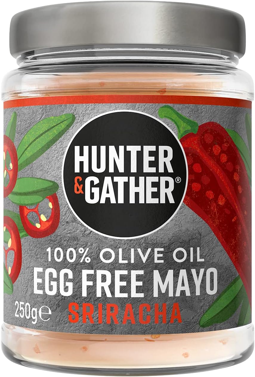 Product Image Hunter & Gather 100% Olive Oil Egg Free Sriracha Mayo 250G - Seed Oil Free - Keto & Vegan Friendly - No Added Sugar, Gluten & Soy Free