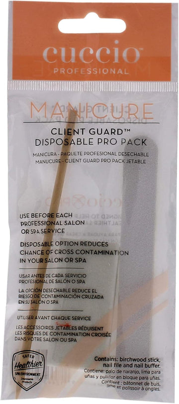 Cuccio - Manicure Client Guard Disposable Pro Pack - For Women - Birchwood Stick, Nail File, Nail Buffer - 3 Pc, Multi