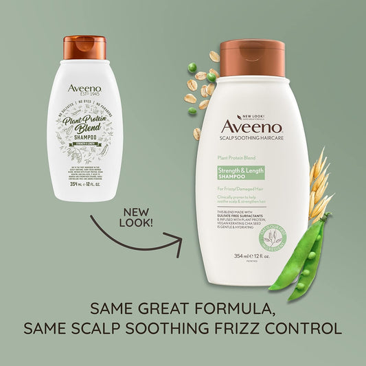 Aveeno Plant Protein Blend Shampoo For Strong Healthy-Looking Hair, 12 Fl Oz