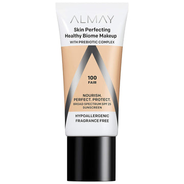 Almay Skin Perfecting Healthy Biome Foundation Makeup With Prebiotic Complex Spf 25, Hypoallergenic, -Fragrance Free, 100 Fair, 1 Fl. Oz