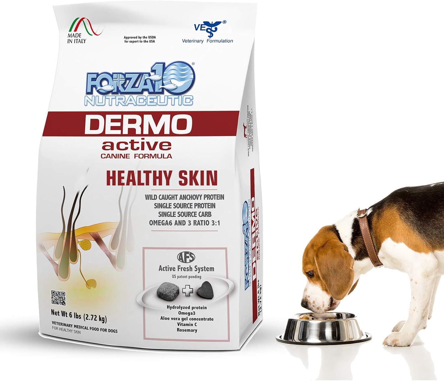 Forza10 Dermo Allergy Dog Food, Dog Food For Allergies And Itching, Dry Dog Food For Skin Allergies, Fish Flavor Sensitive Stomach Dog Food, Sensitive Stomach Dog Food Adult Dogs All Breeds, 6 Pounds