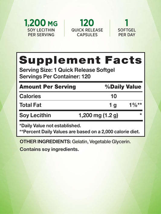 Nature'S Truth Ultra Soy Lecithin Capsules 1200 Mg | 120 Softgels | Non-Gmo, Gluten Free Supplement