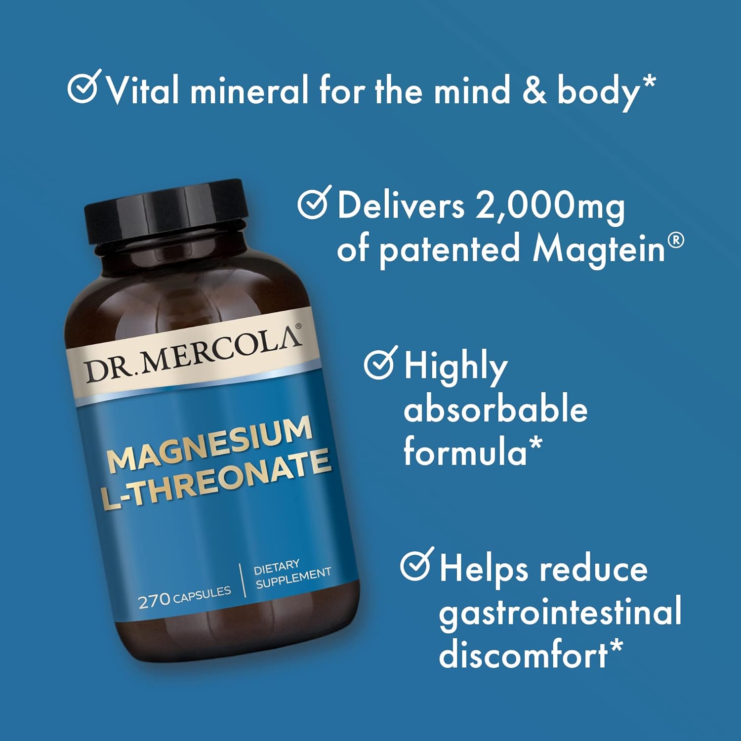 Dr. Mercola Magnesium L-Threonate & Calcium with D3 & K2, 90 Servings, Dietary Supplement, Bone Health, Non-GMO : Health & Household