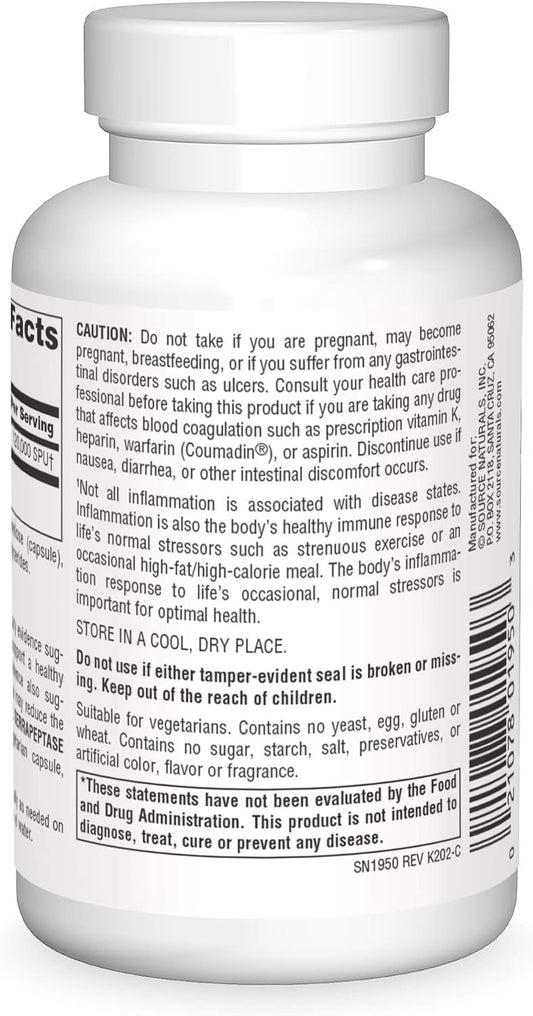 Source Naturals Serrapeptase - Delayed Release Enzyme - 120 Vegetarian Capsules