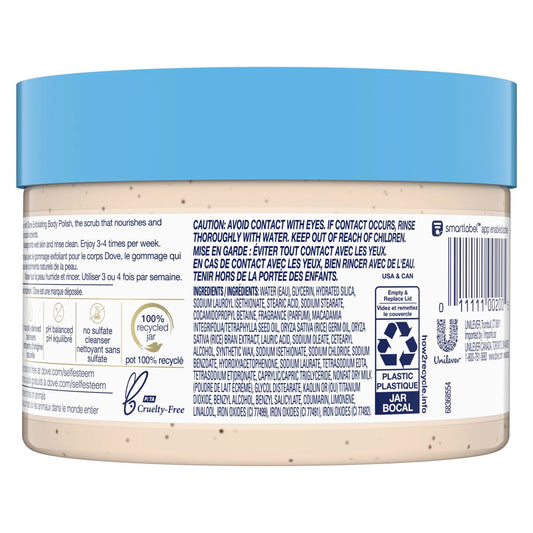 Dove Scrub Macadamia & Rice Milk Reveals Visibly Smoother Skin Body Scrub That Nourishes Skin 10.5 Oz