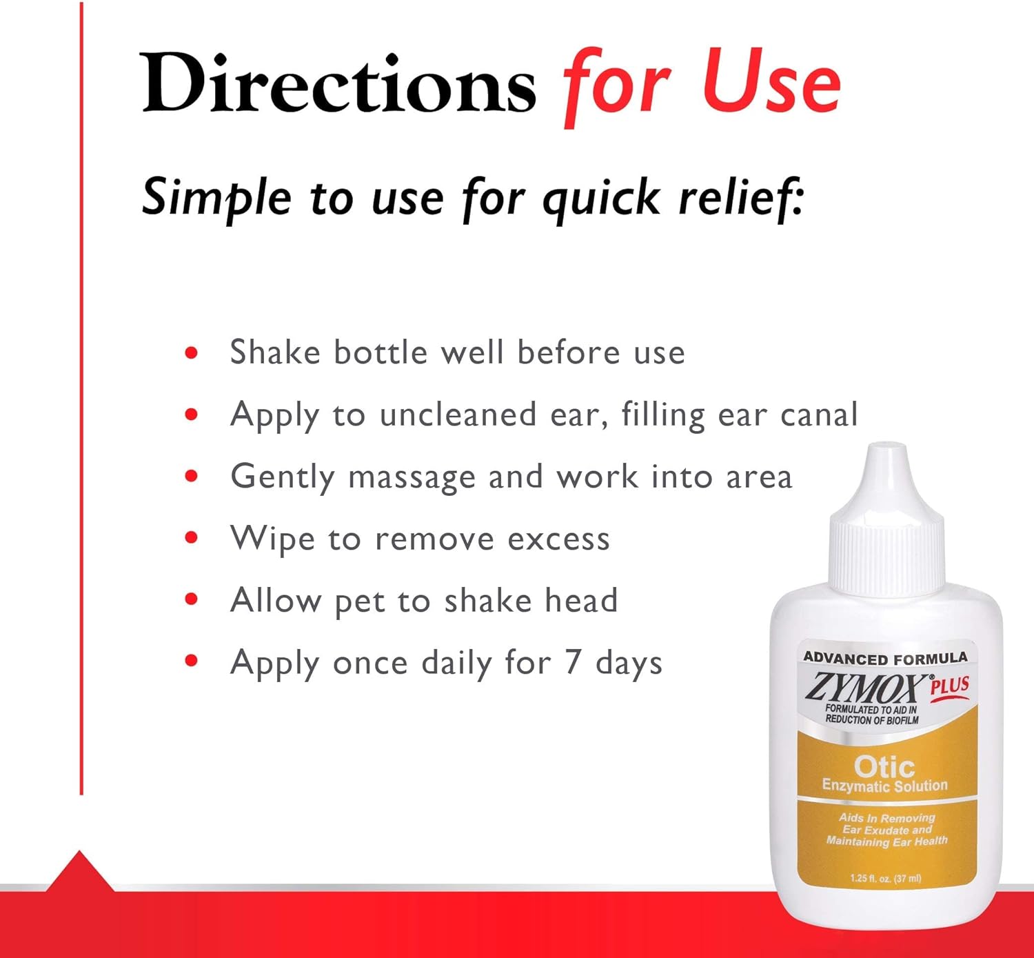 Zymox Advanced Formula Otic Plus Enzymatic Ear Solution for Dogs and Cats Without Hydrocortisone, 1.25oz : Pet Supplies