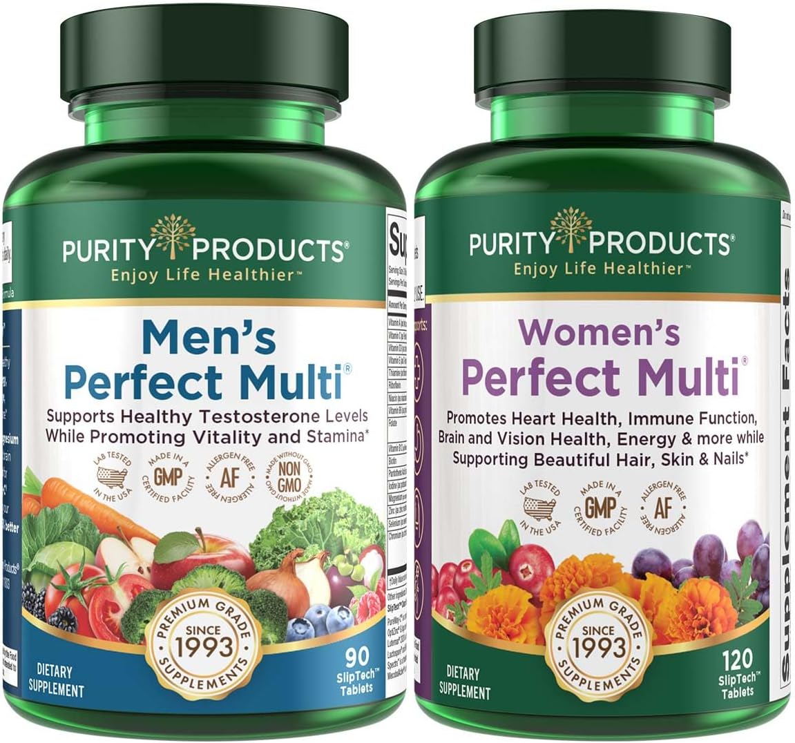 Bundle - Men's Perfect Multi + Women's Perfect Multi by Purity Products - Men - Supports Healthy Vitality, Energy + More - Women - Supports Urinary Tract Health, Immunity, Hair Skin Nails + More
