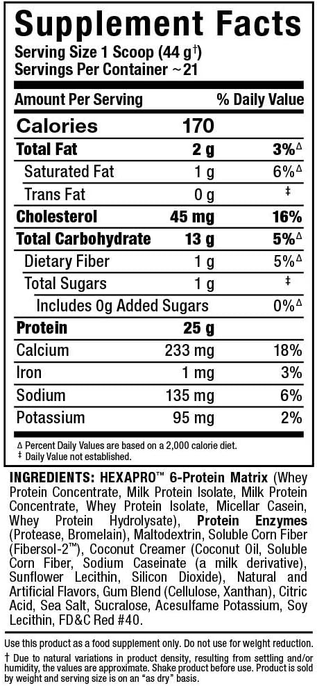 ALLMAX HEXAPRO, Strawberry - 2 lb - 25 Grams of Protein Per Serving - 8-Hour Sustained Release - Zero Sugar - 21 Servings : Health & Household