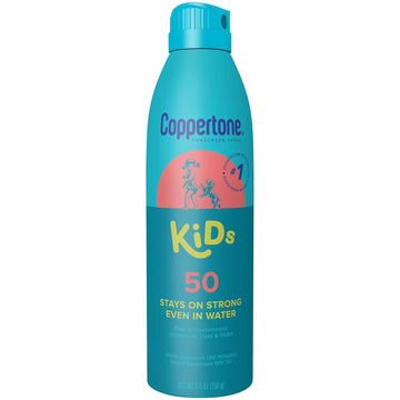 Coppertone Kids Sunscreen Spray Spf 50, Water Resistant Sunscreen For Kids, Oxybenzone And Octinoxate Free, Pediatrician Recommended, 5.5 Oz Can