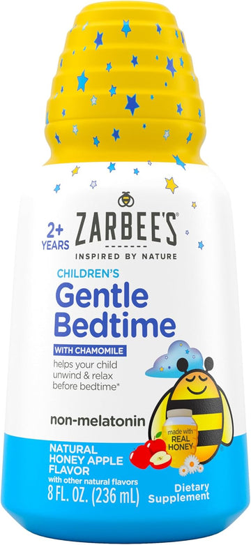 Zarbee'S Gentle Bedtime Liquid For Kids - Melatonin-Free Blend Of Natural Honey, Apple, And Chamomile Helps Children Unwind And Relax To Prepare For Sleep, 8Oz