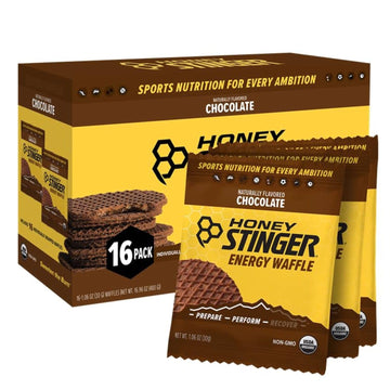 Honey Stinger Organic Chocolate Waffle | Energy Stroopwafel For Exercise, Endurance And Performance | Sports Nutrition For Home & Gym, Pre And Post Workout | Box Of 16 Waffles, 16.96 Ounce