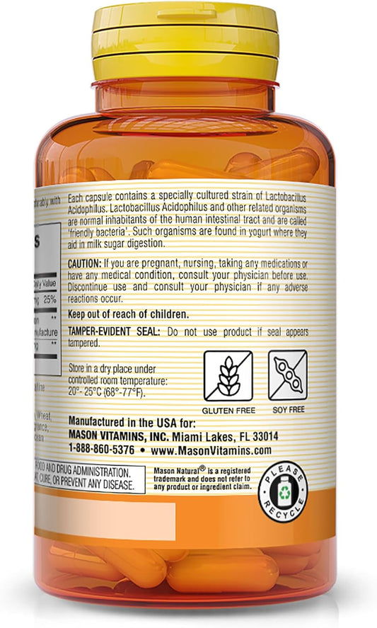 Mason Natural Acidophilus With Pectin Capsules, Digestive Aid - 100 Ea
