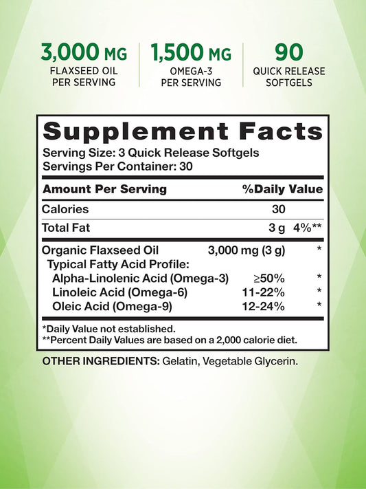 Flaxseed Oil Softgels | 90 Count | Cold Pressed, Non-Gmo & Gluten Free Supplement | By Nature'S Truth