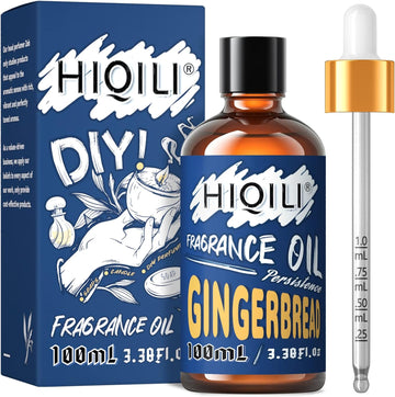 HIQILI Gingerbread Essential Oil Pure Scented Fragrance Oil for Diffuser Humidifier Massage 3.38 Fl Oz Halloween Thanksgiving Gift